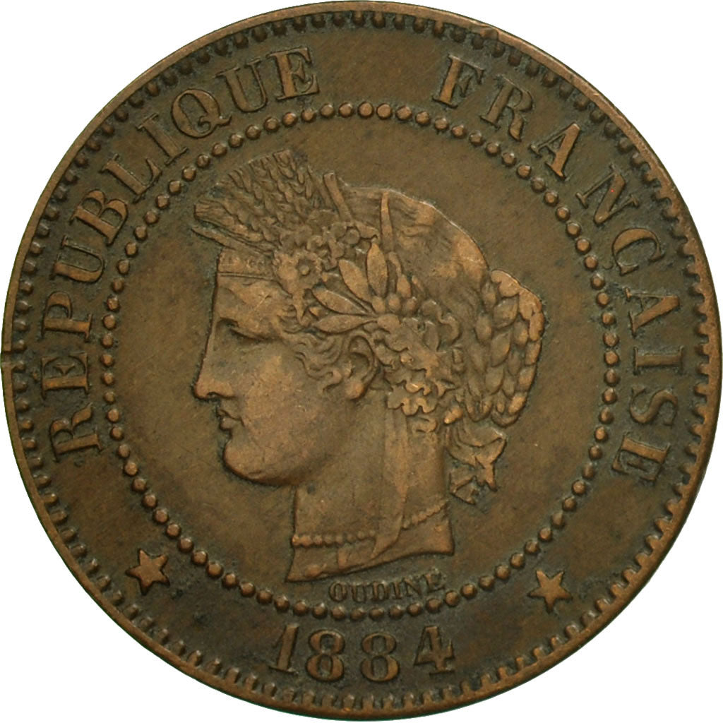 Münze, Frankreich, Cérès, 2 Centimes, 1884, Paris, VZ, Bronze, KM:827.1, Le