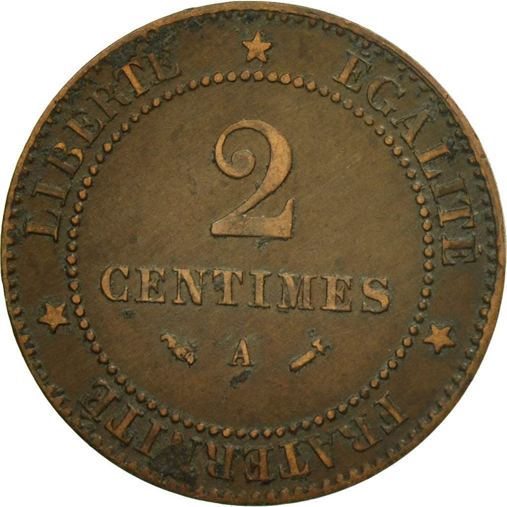 Münze, Frankreich, Cérès, 2 Centimes, 1884, Paris, VZ, Bronze, KM:827.1, Le