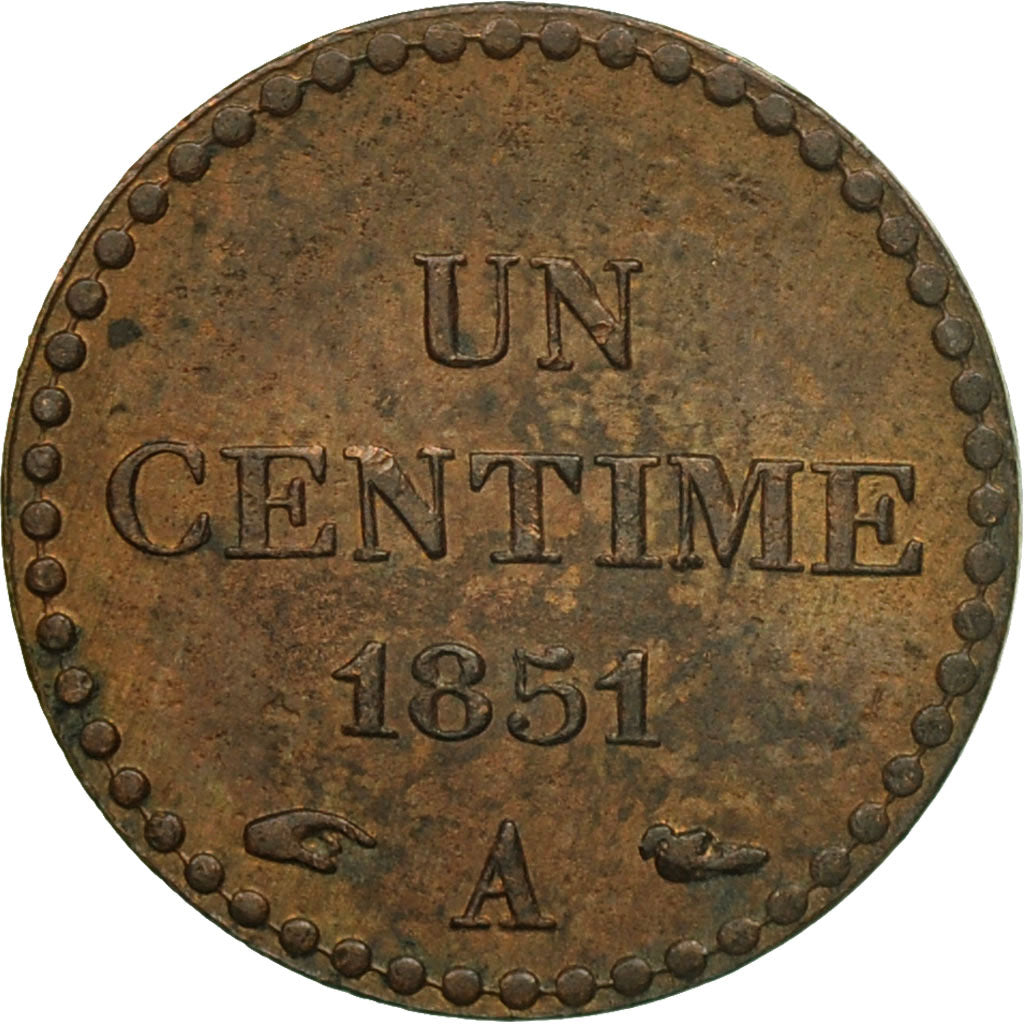 Moneda, Francia, Dupré, Centime, 1851, Paris, MBC+, Bronce, KM:754