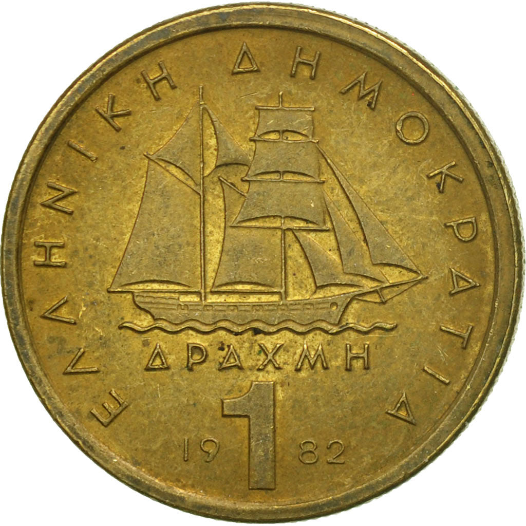 Moneta, Grecja, Drachma, 1982, VF(30-35), Mosiądz niklowy, KM:116