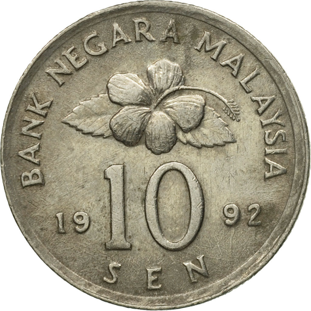 Coin, Malaysia, 10 Sen, 1992, AU(50-53), Copper-nickel, KM:51