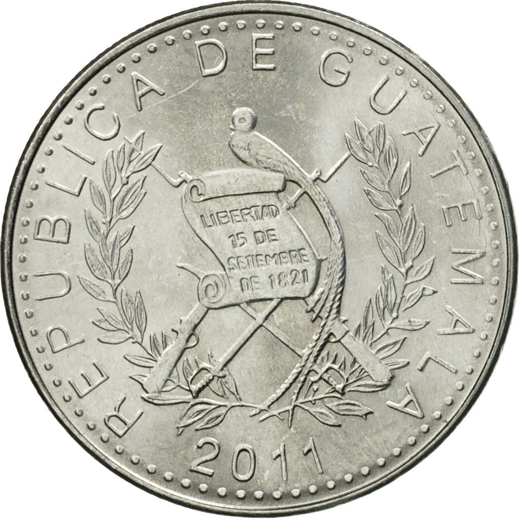 Coin, Guatemala, 10 Centavos, 2011, MS(60-62), Nickel plated steel, KM:277.6a