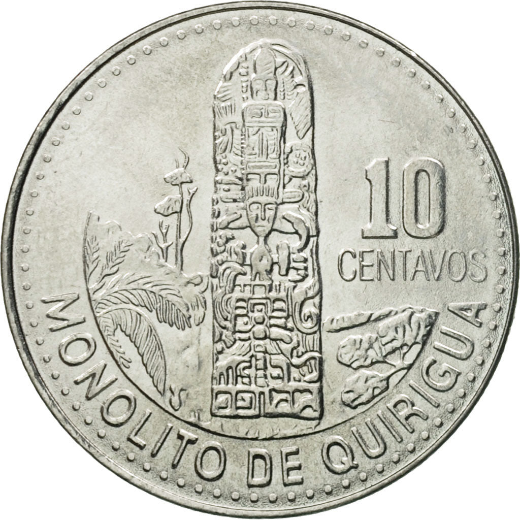 Coin, Guatemala, 10 Centavos, 2011, MS(60-62), Nickel plated steel, KM:277.6a