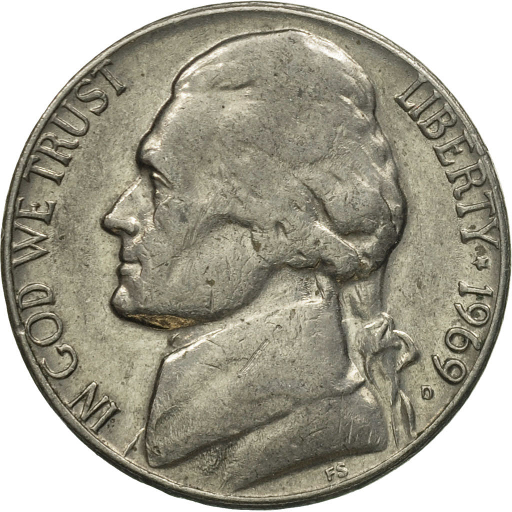 Monnaie, États-Unis, Jefferson Nickel, 5 Cents, 1969, U.S. Mint, Denver, TTB+