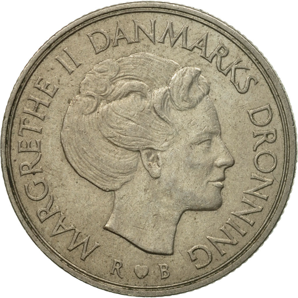 Munten, Denemarken, Margrethe II, Krone, 1987, Copenhagen, FR+, Copper-nickel