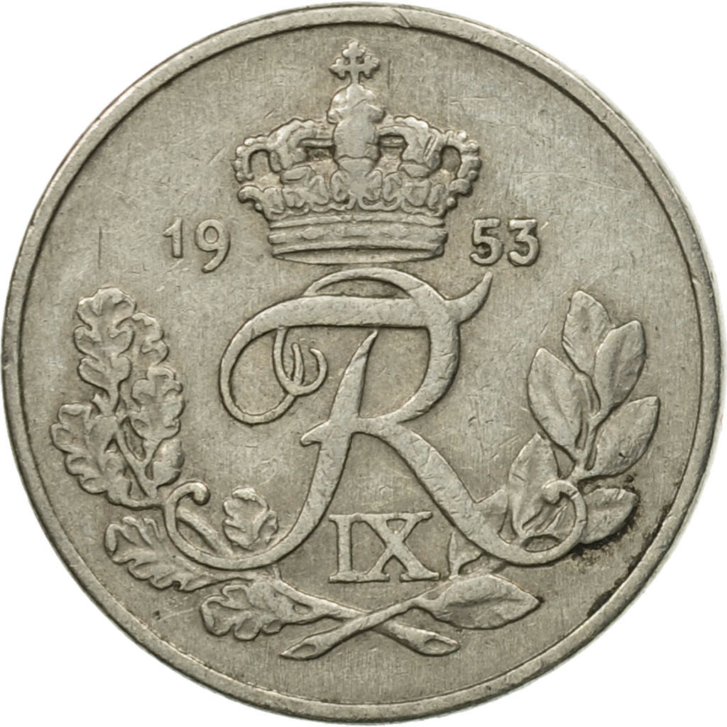Moneta, Danimarca, Frederik IX, 10 Öre, 1953, Copenhagen, BB, Rame-nichel