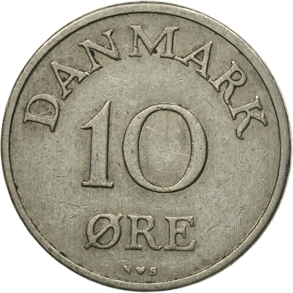 Moneta, Danimarca, Frederik IX, 10 Öre, 1953, Copenhagen, BB, Rame-nichel