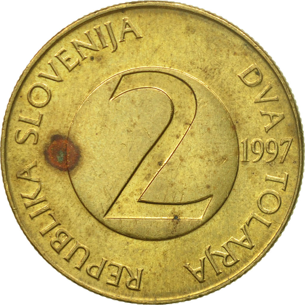 Coin, Slovenia, 2 Tolarja, 1997, VF(20-25), Nickel-brass, KM:5