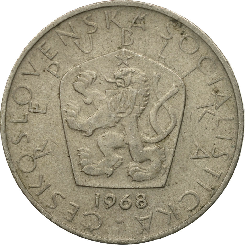 Moneta, Czechosłowacja, 5 Korun, 1968, VF(30-35), Miedź-Nikiel, KM:60