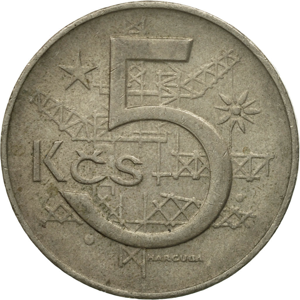 Moneta, Czechosłowacja, 5 Korun, 1968, VF(30-35), Miedź-Nikiel, KM:60