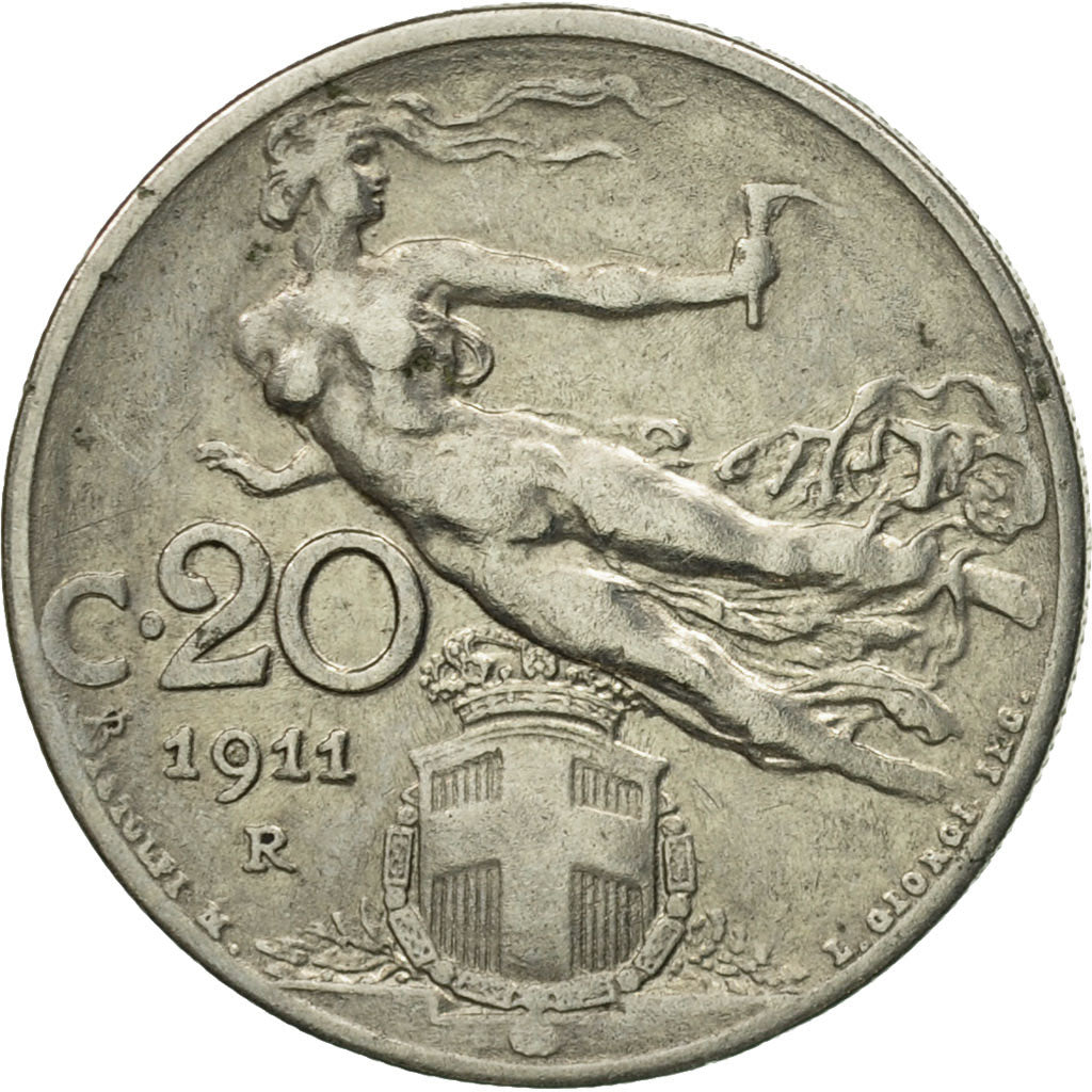 Munten, Italië, Vittorio Emanuele III, 20 Centesimi, 1911, Rome, ZF+, Nickel