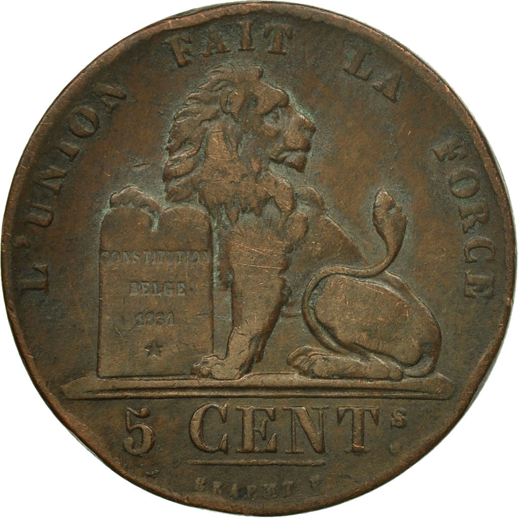 Münze, Belgien, Leopold I, 5 Centimes, 1851, SS, Kupfer, KM:5.1