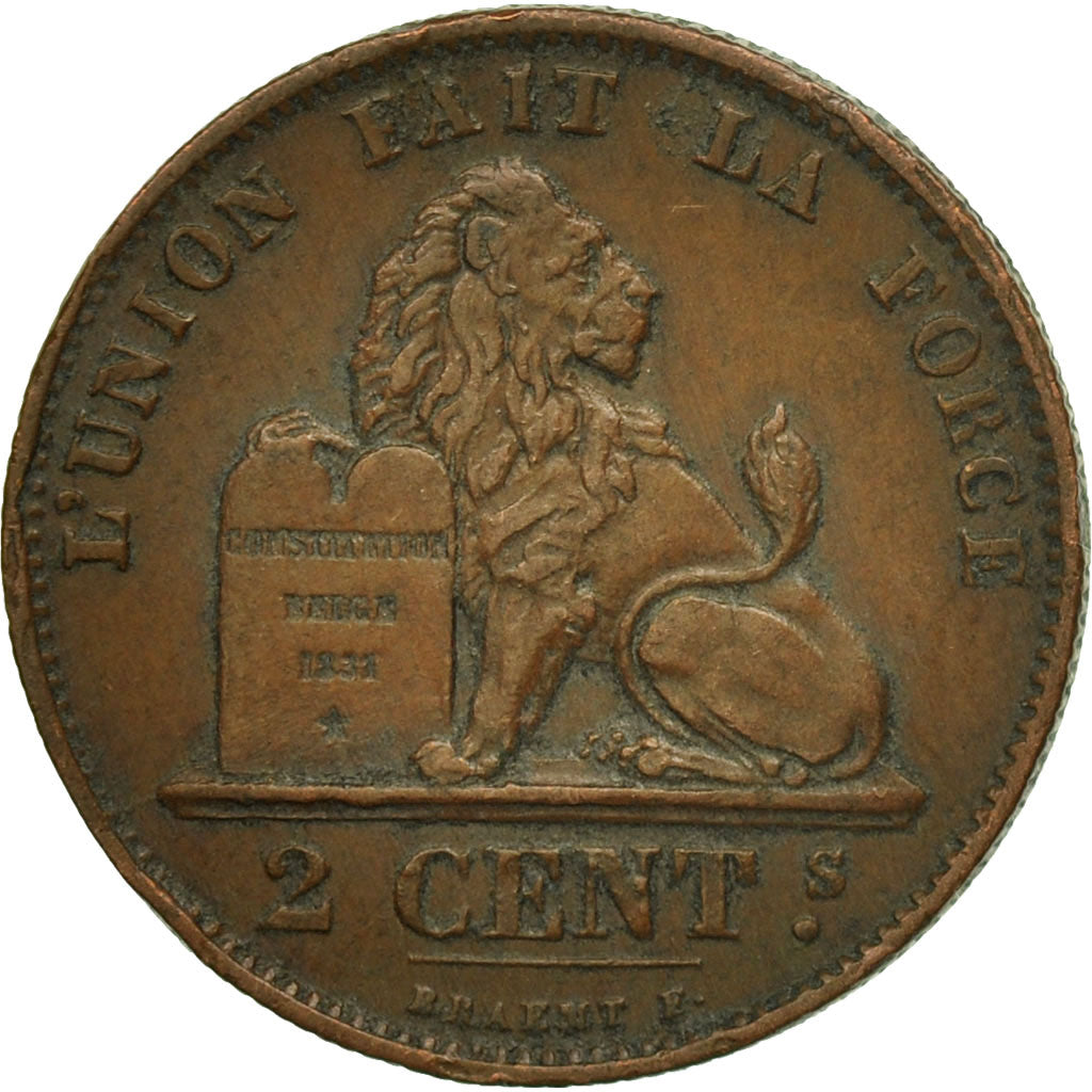 Coin, Belgium, Leopold II, 2 Centimes, 1875, AU(55-58), Copper, KM:35.1