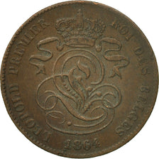 Münze, Belgien, Leopold I, 2 Centimes, 1864, SS, Kupfer, KM:4.2