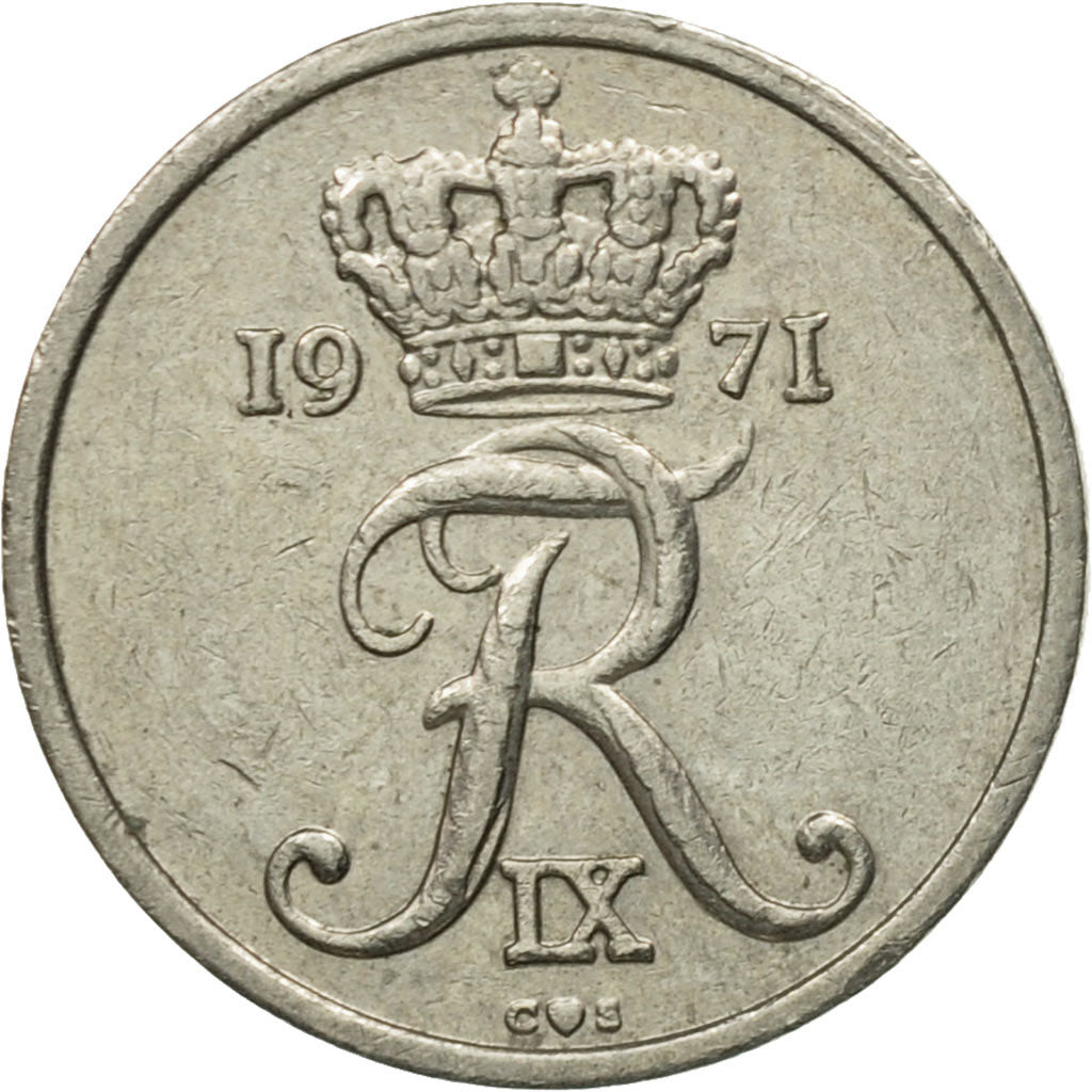 Munten, Denemarken, Frederik IX, 10 Öre, 1971, Copenhagen, ZF, Copper-nickel