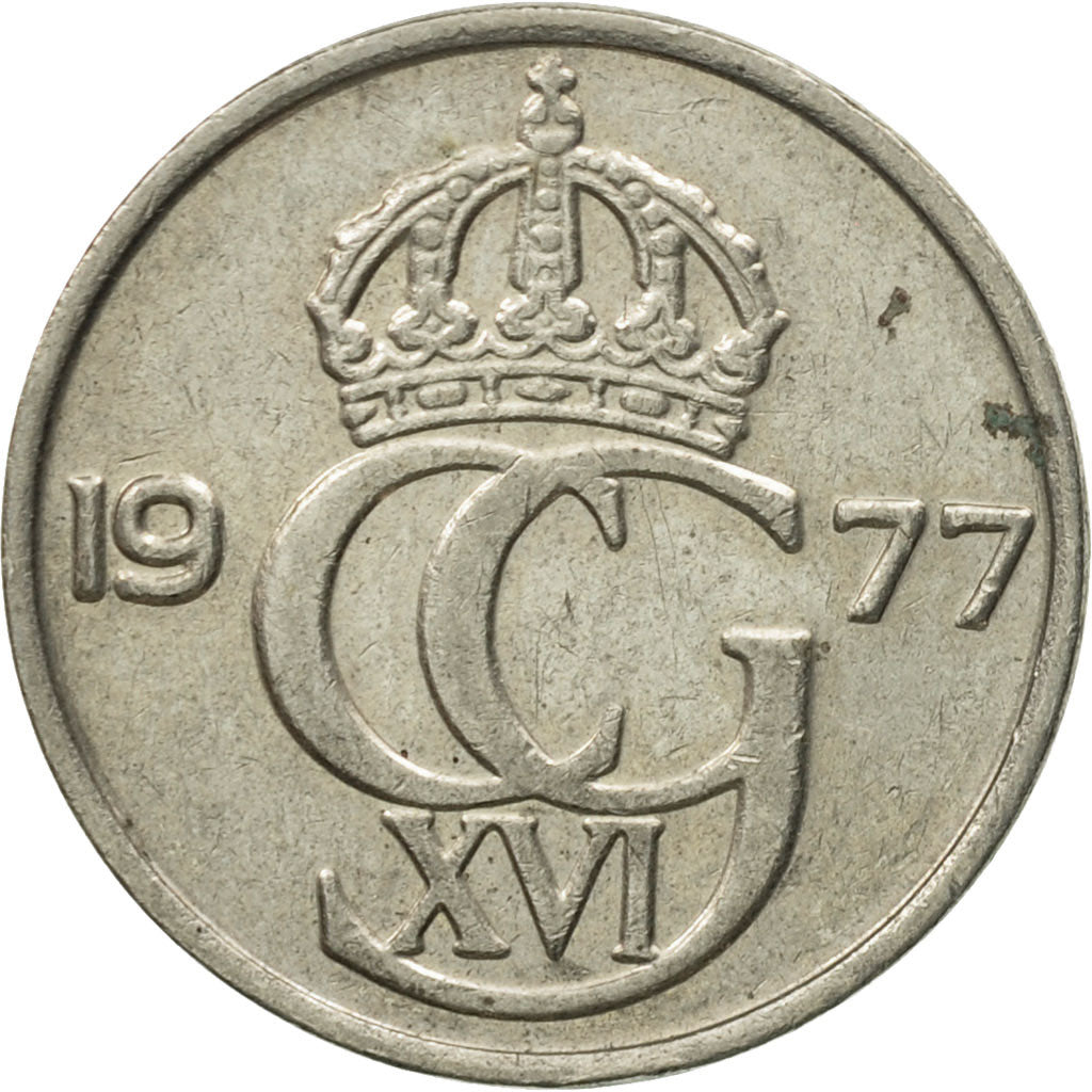 Coin, Sweden, Carl XVI Gustaf, 50 Öre, 1977, EF(40-45), Copper-nickel, KM:855