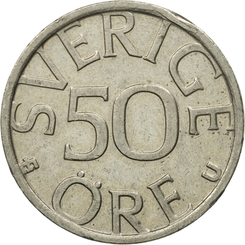 Coin, Sweden, Carl XVI Gustaf, 50 Öre, 1977, EF(40-45), Copper-nickel, KM:855