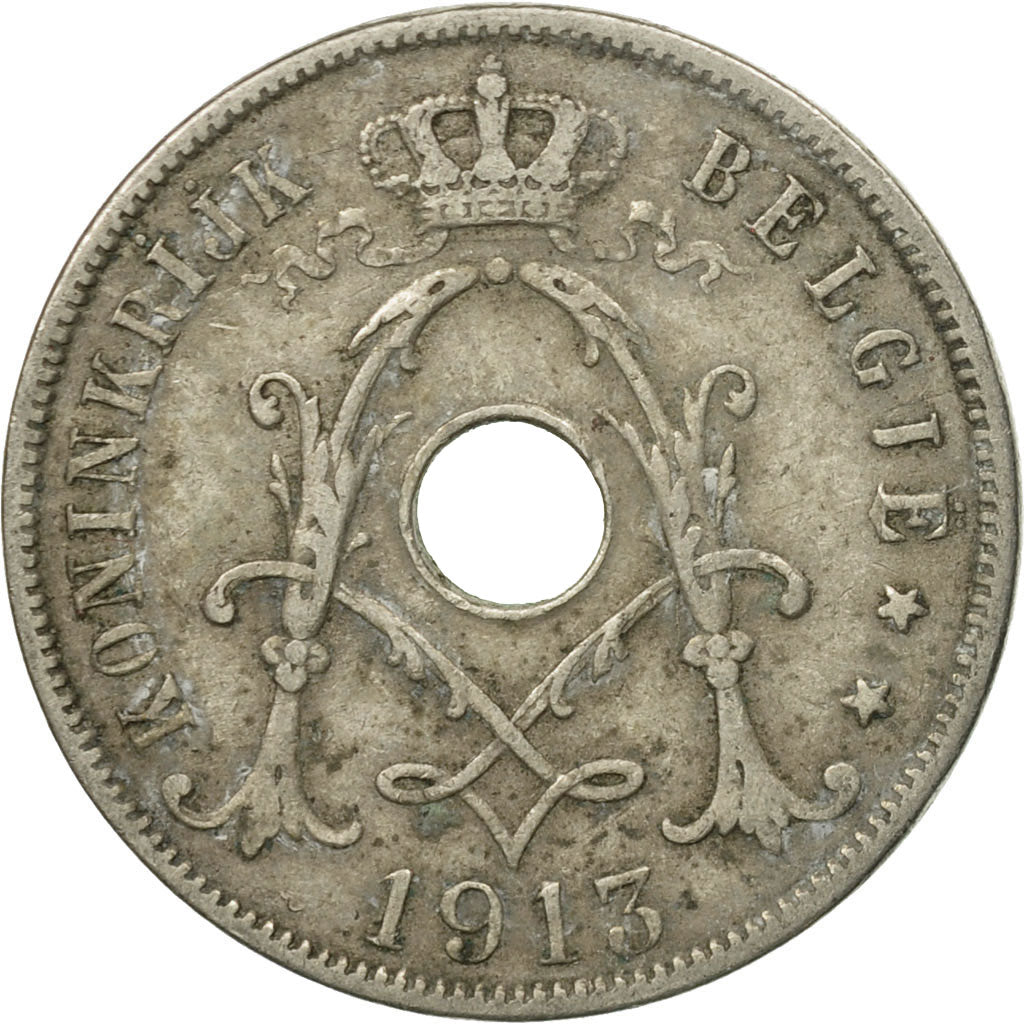 Moneda, Bélgica, 25 Centimes, 1913, BC+, Cobre - níquel, KM:69