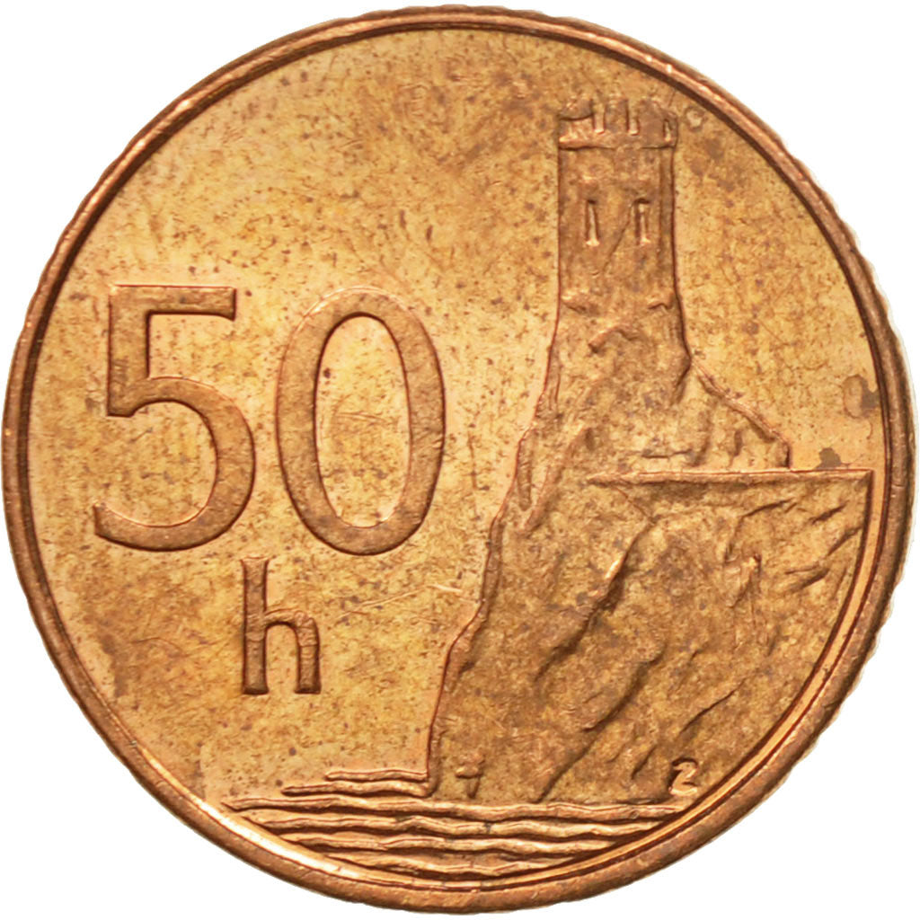 Coin, Slovakia, 50 Halierov, 2007, AU(50-53), Copper Plated Steel, KM:35