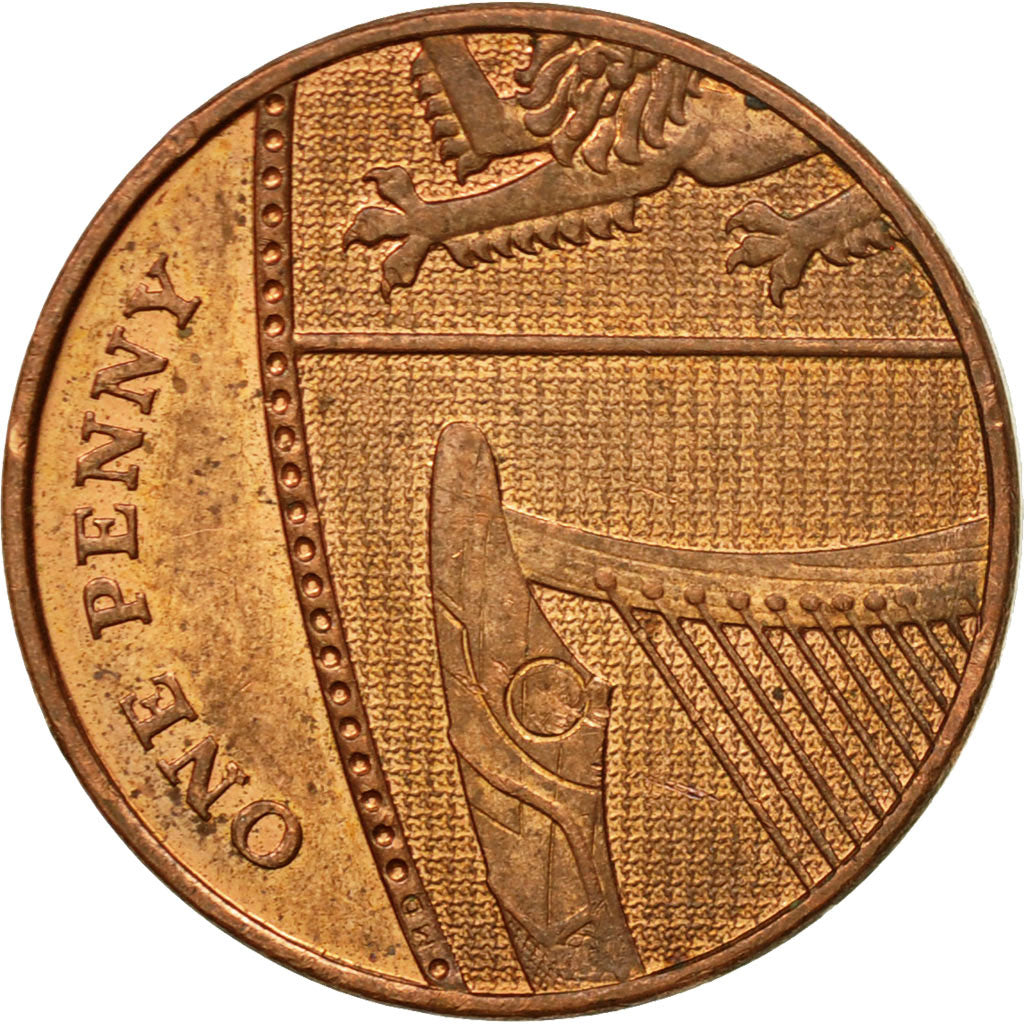 Coin, Great Britain, Elizabeth II, Penny, 2008, AU(50-53), Copper Plated Steel