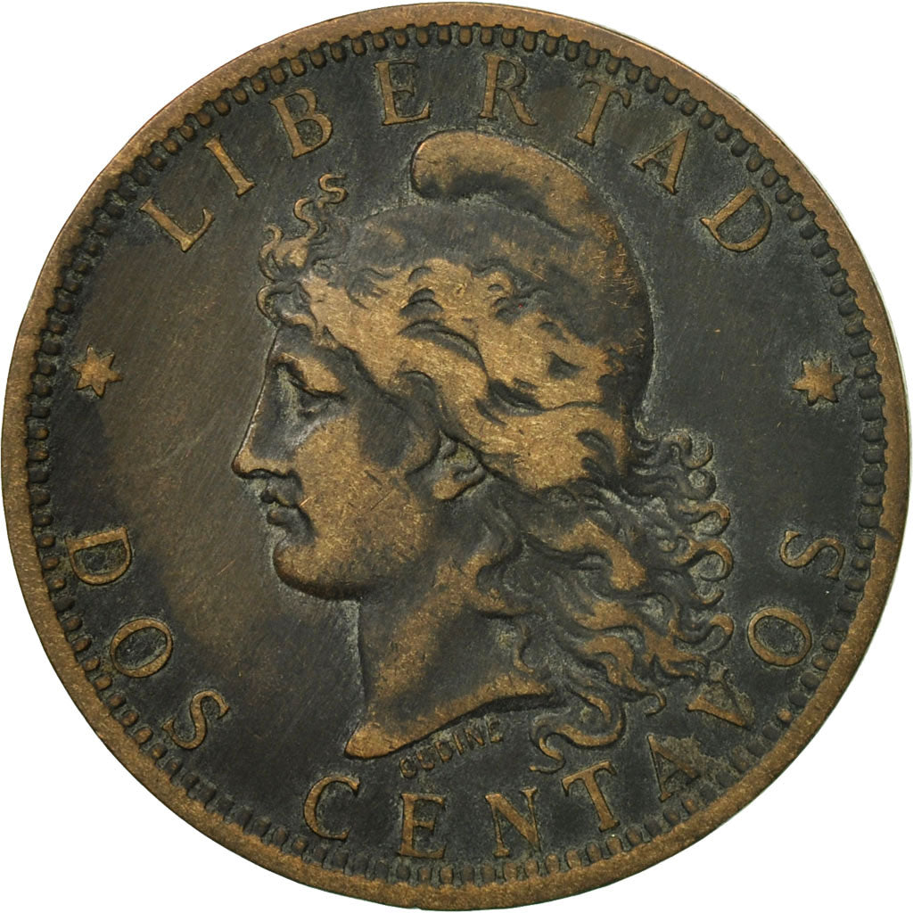 Coin, Argentina, 2 Centavos, 1884, EF(40-45), Bronze, KM:33