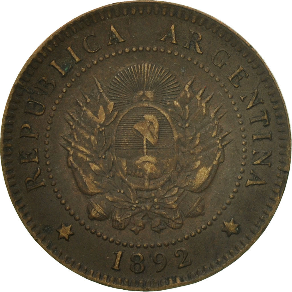 Coin, Argentina, Centavo, 1892, EF(40-45), Bronze, KM:32