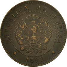 Coin, Argentina, Centavo, 1892, EF(40-45), Bronze, KM:32