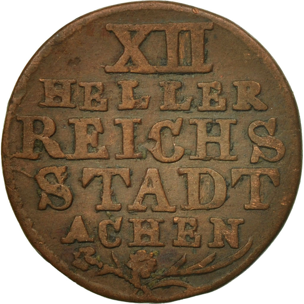 Moneta, Landy niemieckie, AACHEN, 12 Heller, 1767, EF(40-45), Miedź, KM:51