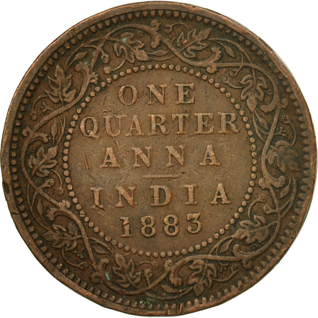 Moneta, INDIA - BRITANNICA, Victoria, 1/4 Anna, 1883, BB, Rame, KM:486