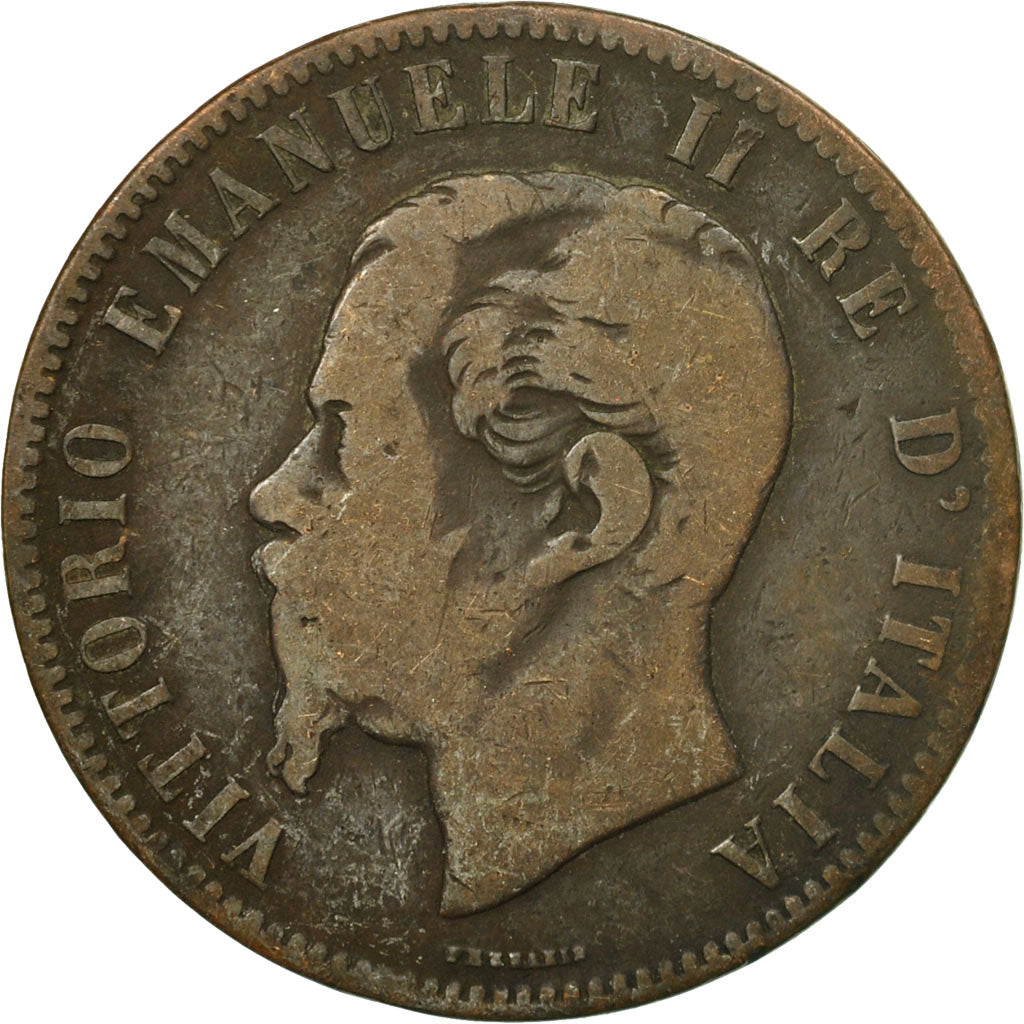 Moneta, Italia, Vittorio Emanuele II, 10 Centesimi, 1883, Rome, B+, Rame