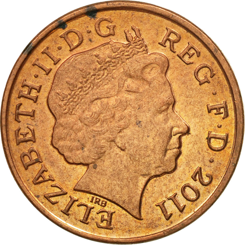 Moneda, Gran Bretaña, Elizabeth II, Penny, 2011, BC+, Cobre chapado en acero
