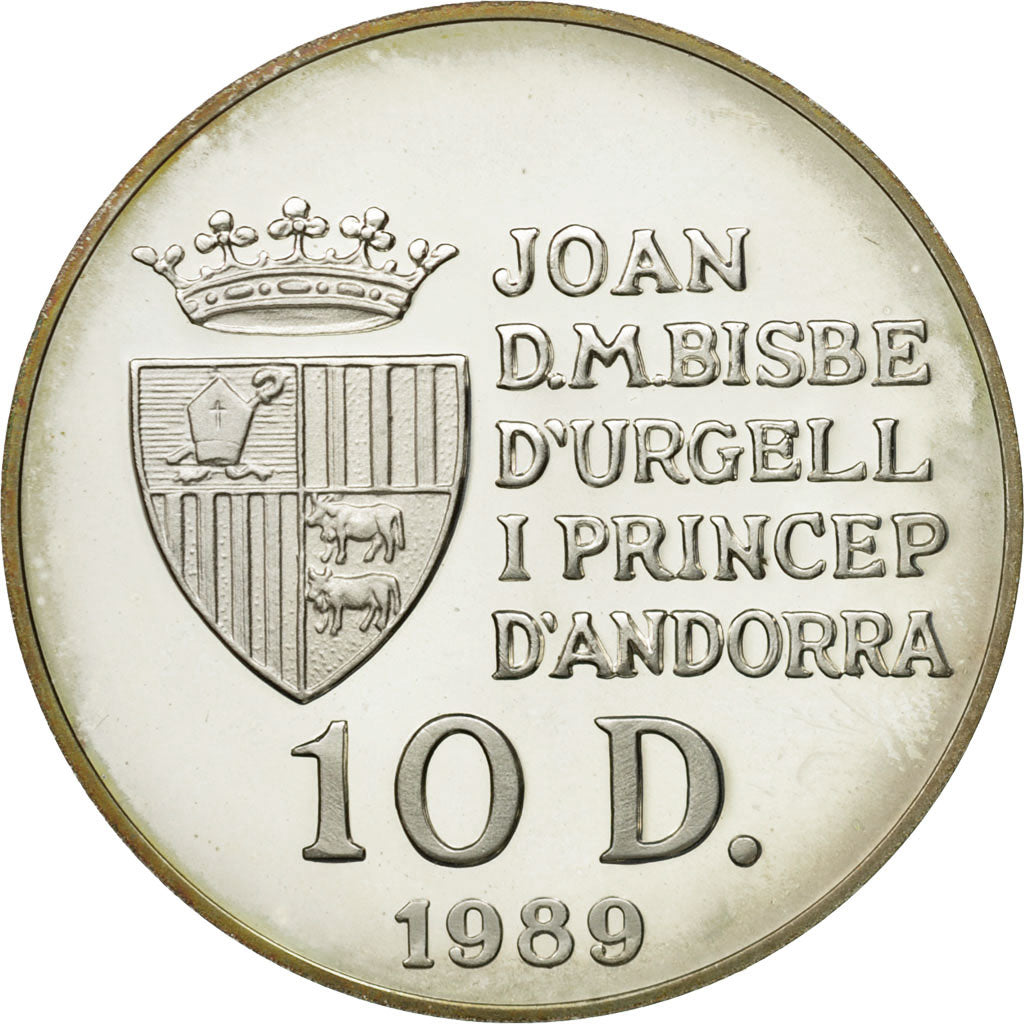 Coin, Andorra, 10 Diners, 1989, MS(63), Silver, KM:53