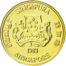 Coin, Singapore, Dollar, 1983, Singapore Mint, MS(63), Gold, KM:28
