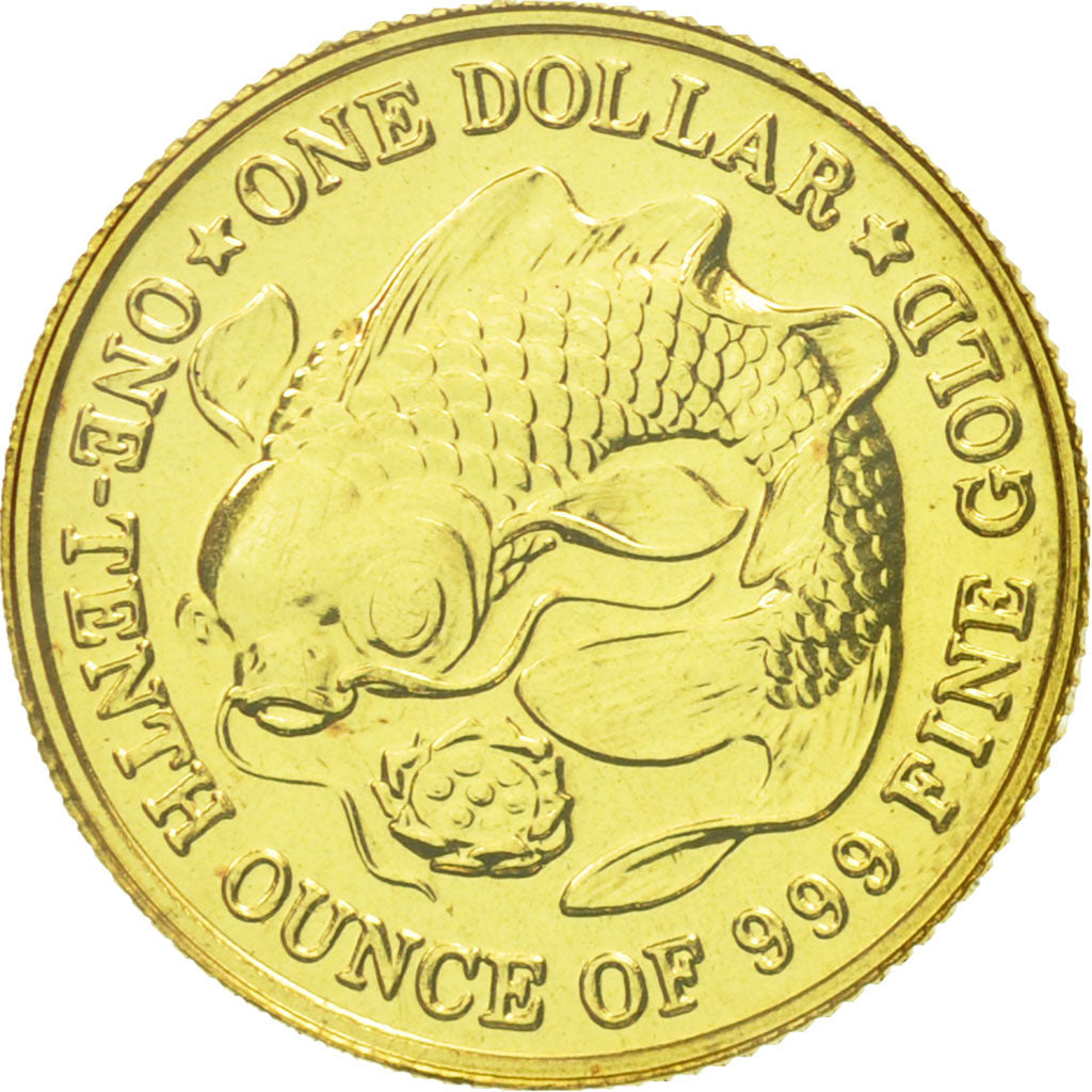 Coin, Singapore, Dollar, 1983, Singapore Mint, MS(63), Gold, KM:28