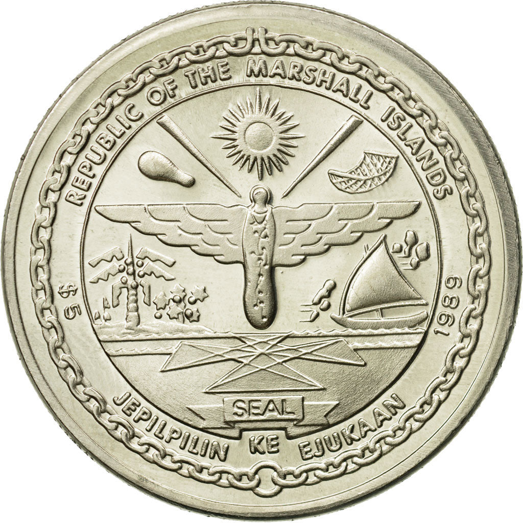 Coin, Marshall Islands, 5 Dollars, 1989, Roger Williams , MS(63), Copper-nickel