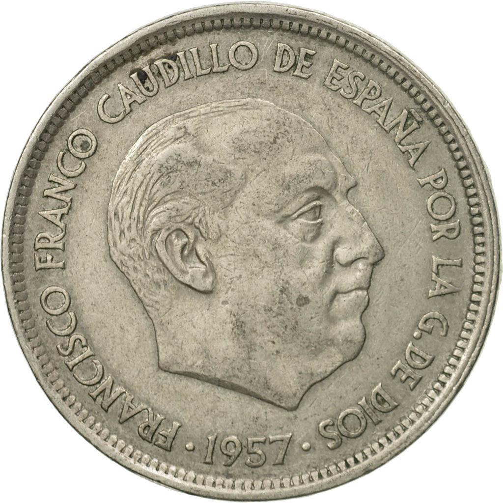 Moneda, España, Caudillo and regent, 50 Pesetas, 1958, BC+, Cobre - níquel