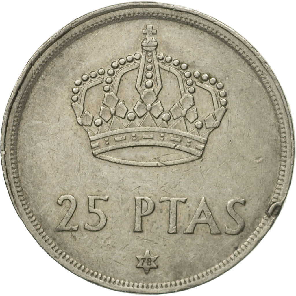 Moneta, Hiszpania, Juan Carlos I, 25 Pesetas, 1978, VF(30-35), Miedź-Nikiel