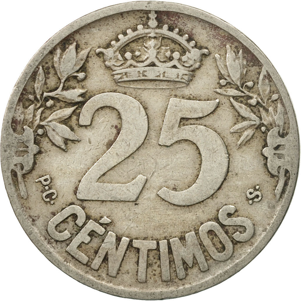 Coin, Spain, Alfonso XIII, 25 Centimos, 1925, Madrid, VF(30-35), Copper-nickel