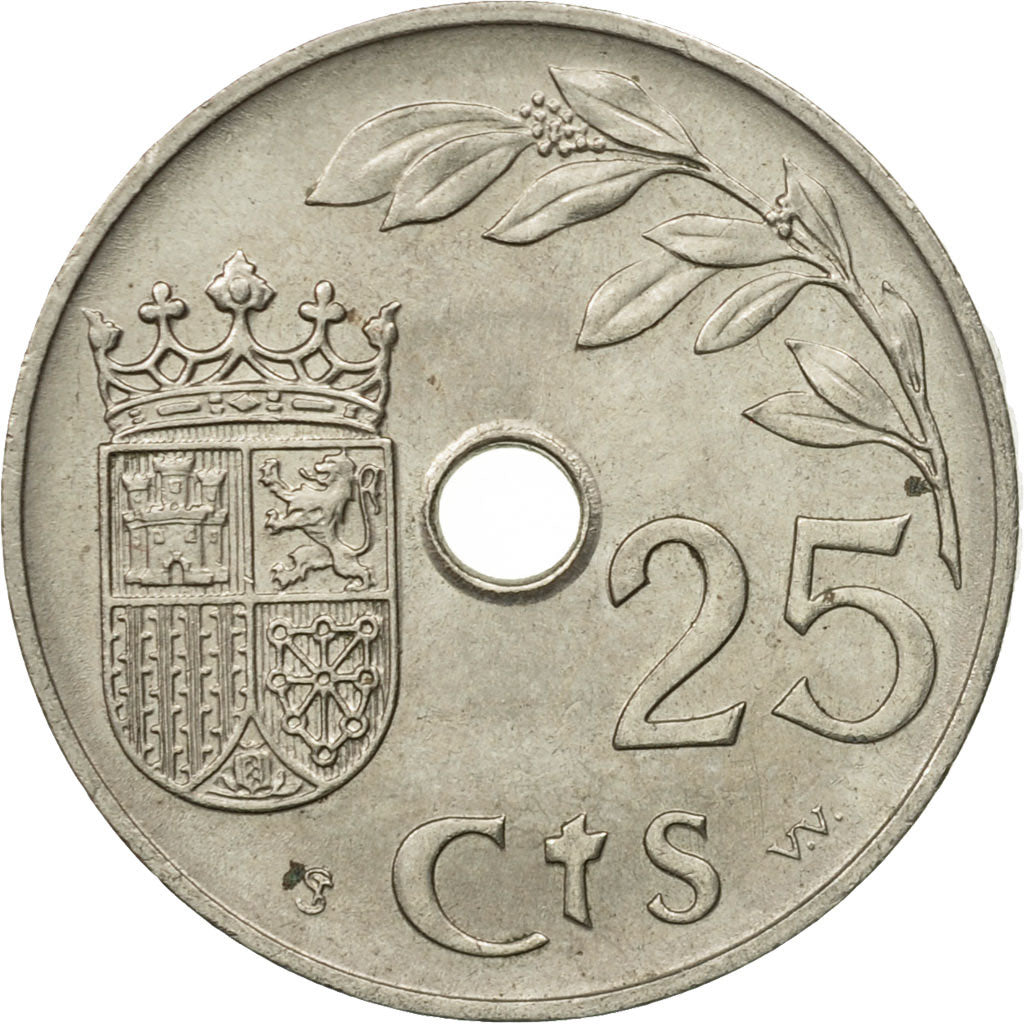 Coin, Spain, 25 Centimos, 1937, Vienna, AU(55-58), Copper-nickel, KM:753