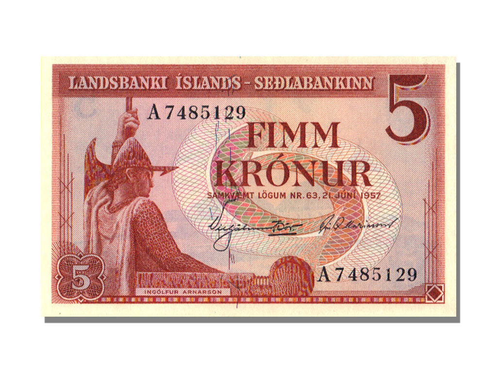 Iceland, 5 Krónur, 1957, KM #37b, 1957-06-21, UNC(65-70), A