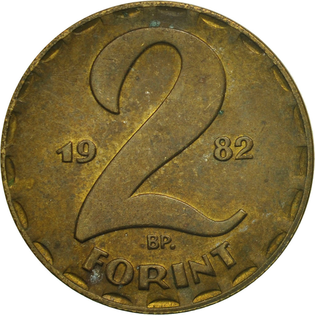 Moneda, Hungría, 2 Forint, 1982, Budapest, MBC, Latón, KM:591