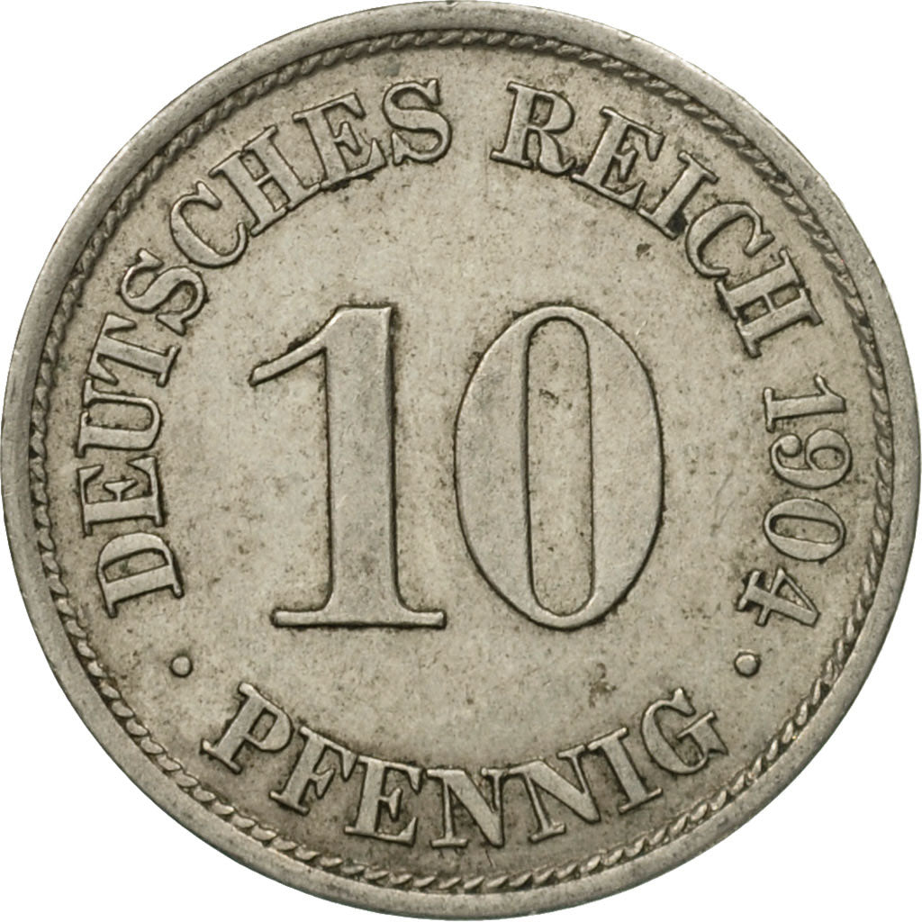 Coin, GERMANY - EMPIRE, Wilhelm II, 10 Pfennig, 1904, Berlin, EF(40-45)