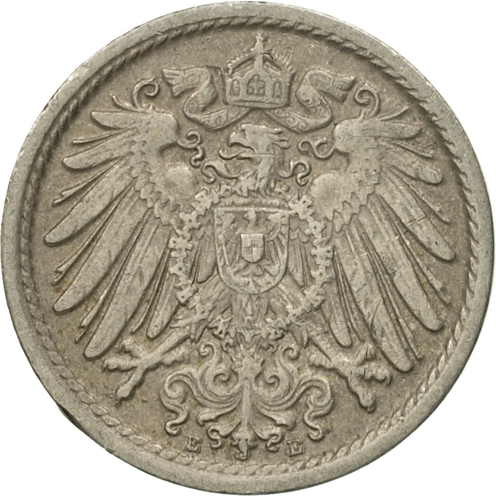 Moneta, GERMANIA - IMPERO, Wilhelm II, 5 Pfennig, 1912, Muldenhütten, BB