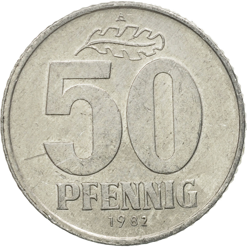 Coin, GERMAN-DEMOCRATIC REPUBLIC, 50 Pfennig, 1982, Berlin, EF(40-45), Aluminum