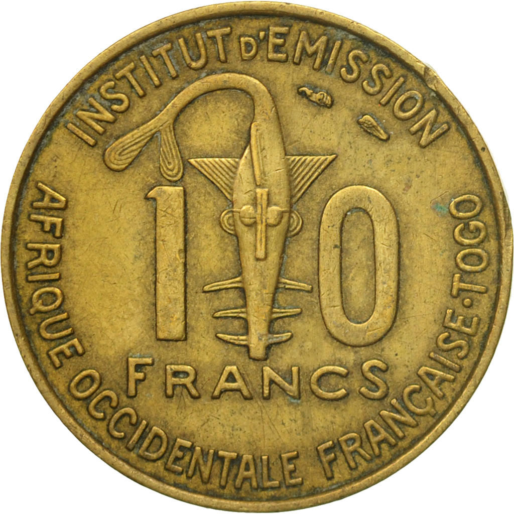 Coin, French West Africa, 10 Francs, 1957, Paris, EF(40-45), Aluminum-Bronze