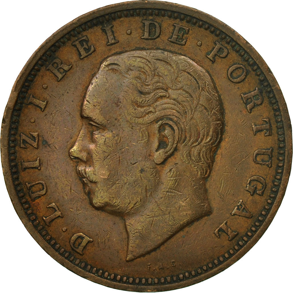 Coin, Portugal, Luiz I, 20 Reis, 1885, AU(50-53), Bronze, KM:527
