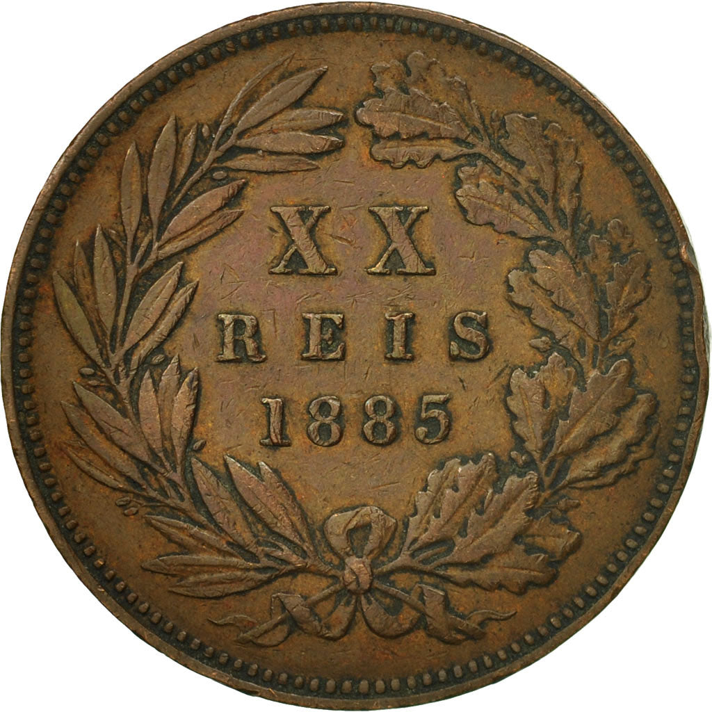 Coin, Portugal, Luiz I, 20 Reis, 1885, AU(50-53), Bronze, KM:527