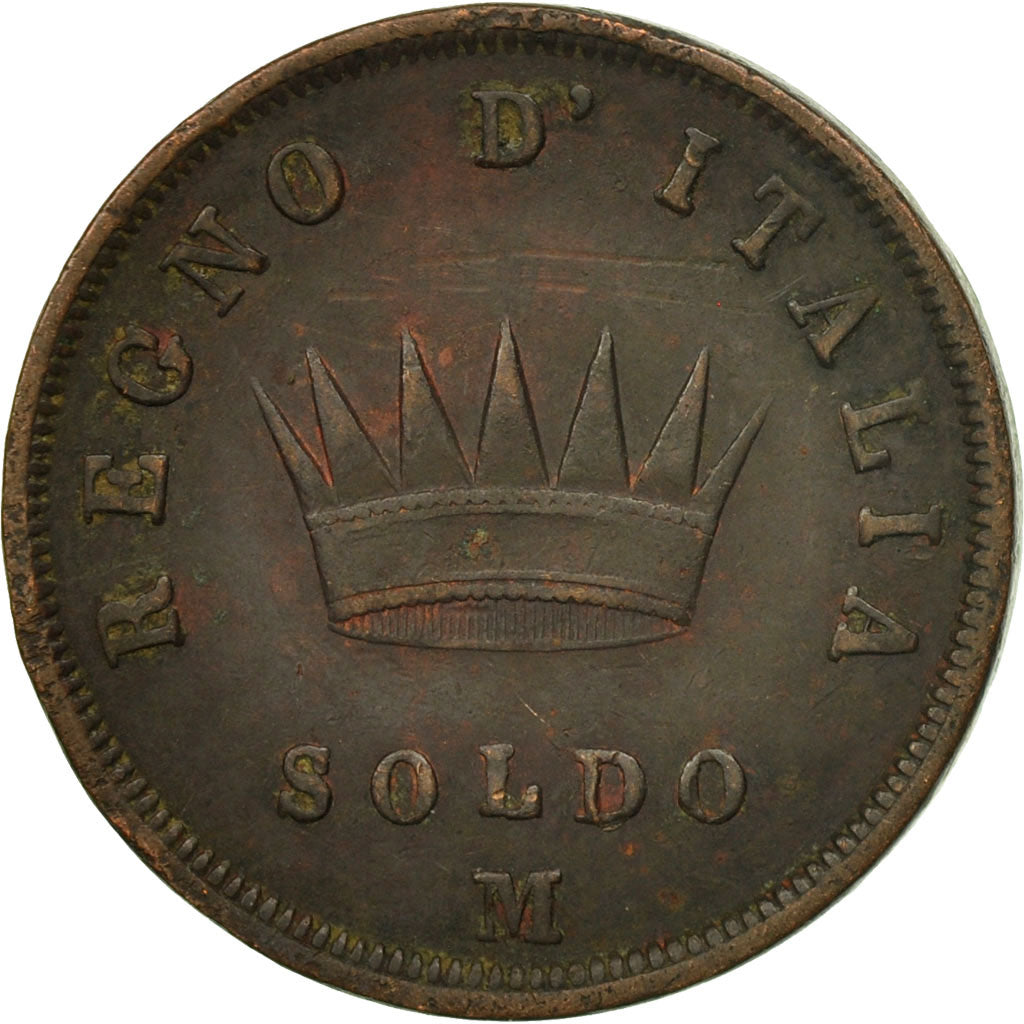 Monnaie, États italiens, KINGDOM OF NAPOLEON, Napoleon I, Soldo, 1813, Milan
