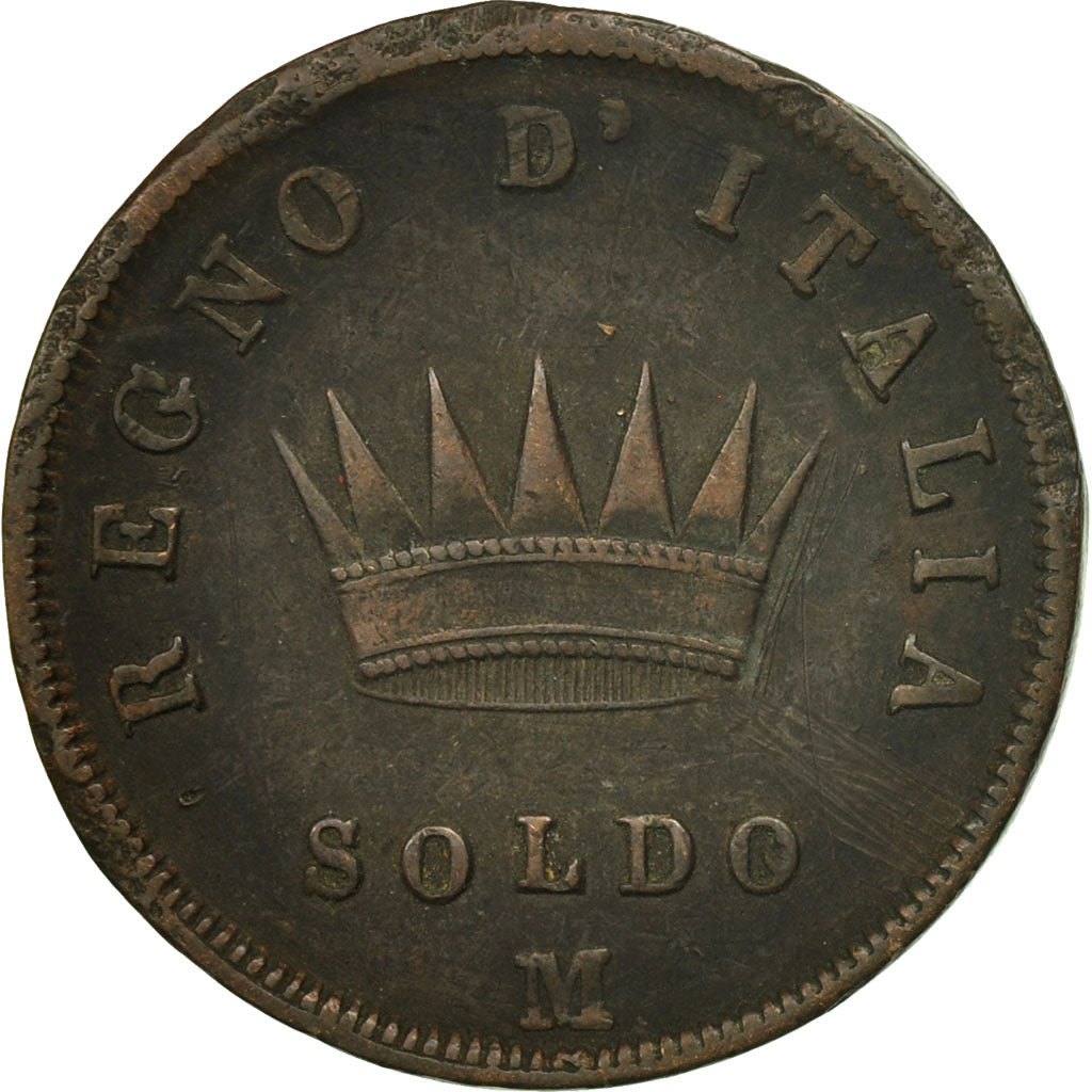 Munten, Italiaanse staten, KINGDOM OF NAPOLEON, Napoleon I, Soldo, 1812, Milan