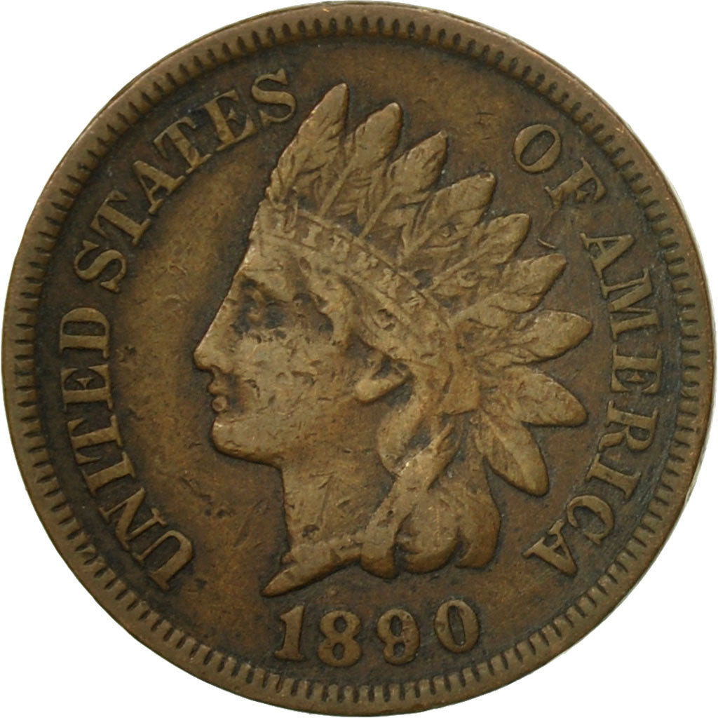 Coin, United States, Indian Head Cent, Cent, 1890, U.S. Mint, Philadelphia